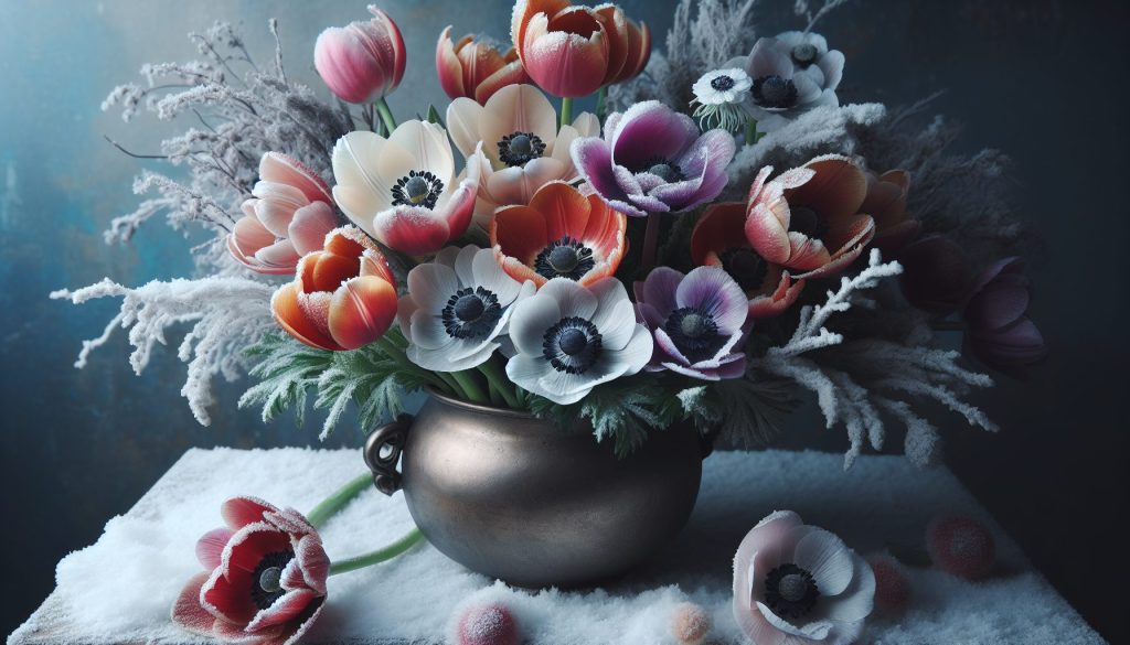 Зимние букеты: весеннее настроение — тюльпаны и анемоны