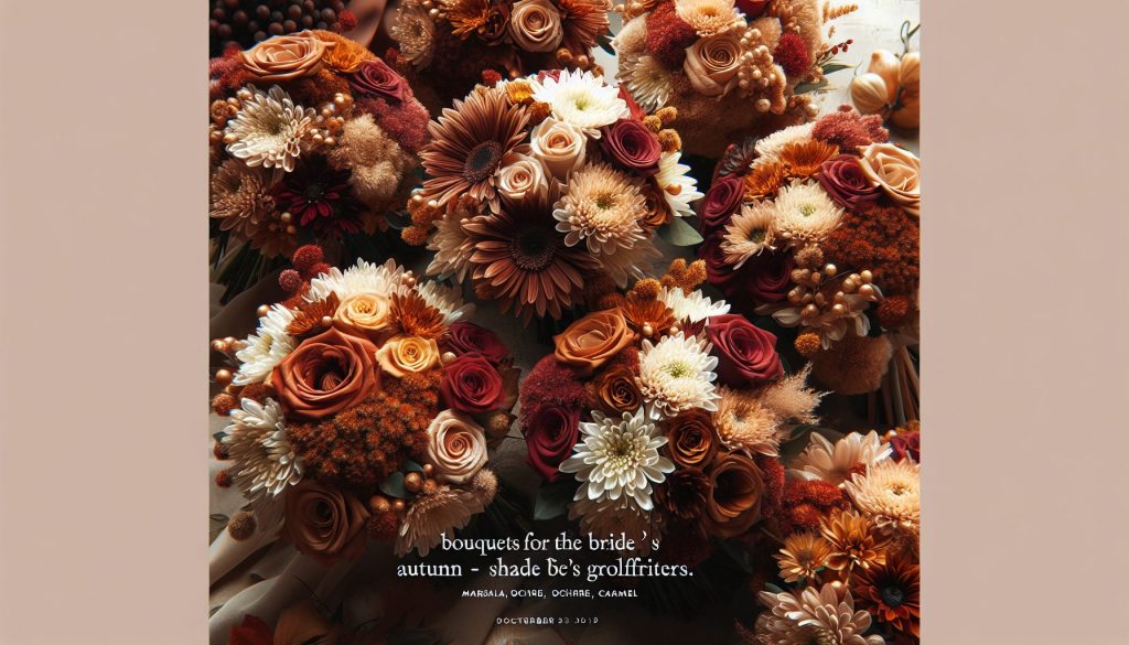 Букеты для подружек невесты: осенние оттенки — марсала, охра, карамель