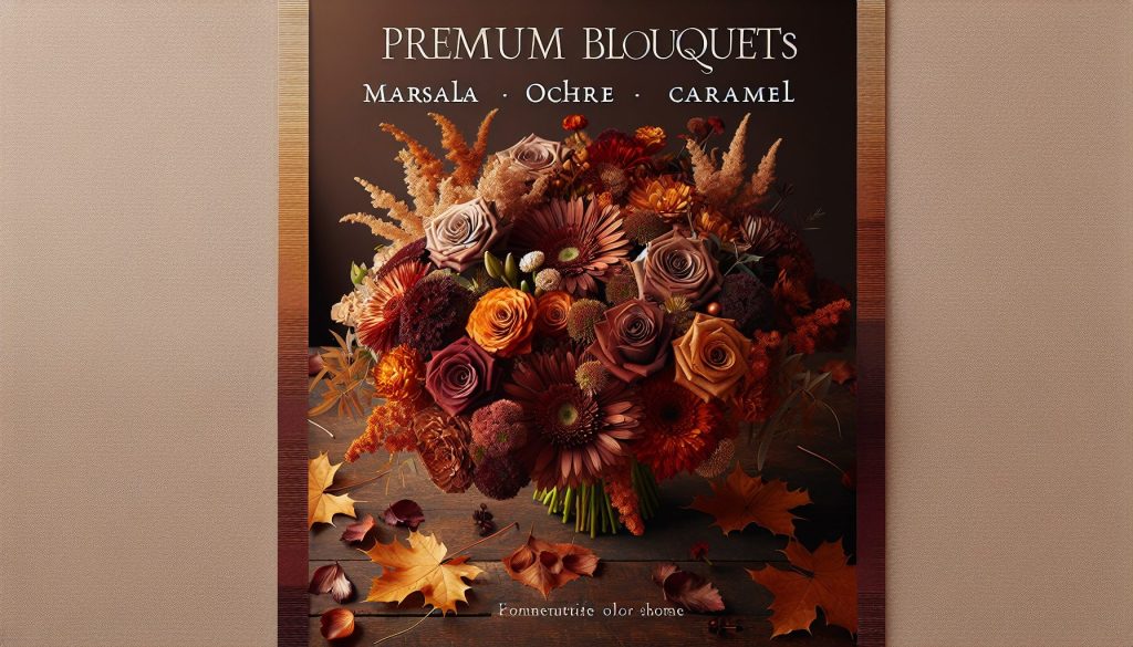 Премиальные букеты: осенние оттенки — марсала, охра, карамель