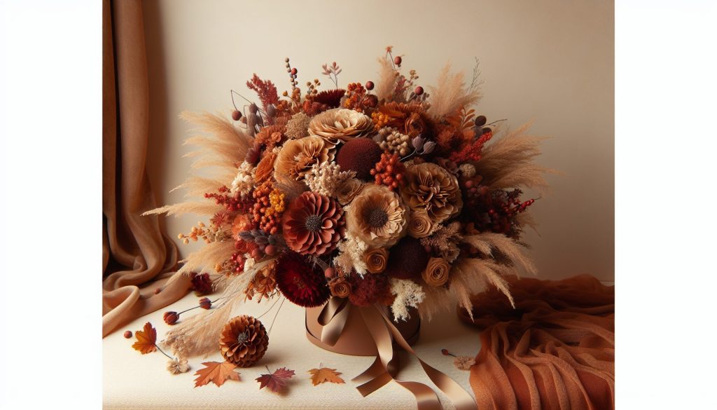 Зимние букеты: осенние оттенки — марсала, охра, карамель